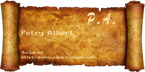 Petry Albert névjegykártya